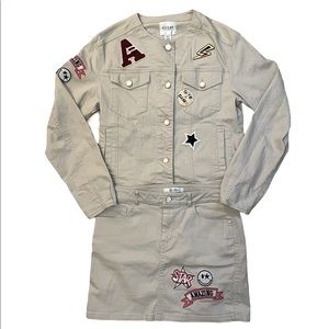 Guess RARE vintage Y2K vibes Patch Jacket with Matching Skirt